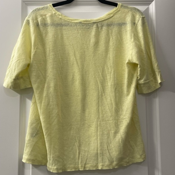 100% Linen Banana Republic Yellow Boxy Relaxed Tee - Picture 2 of 4